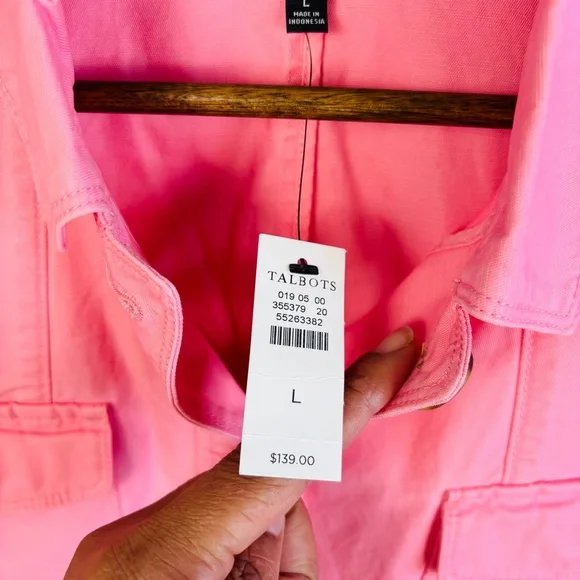 Talbots Montauk Pink Twill Jacket NWT Size L - Picture 5 of 5